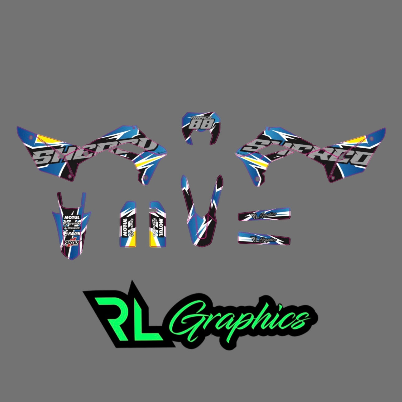 Grafica “goldenblue” Milano Racing Components