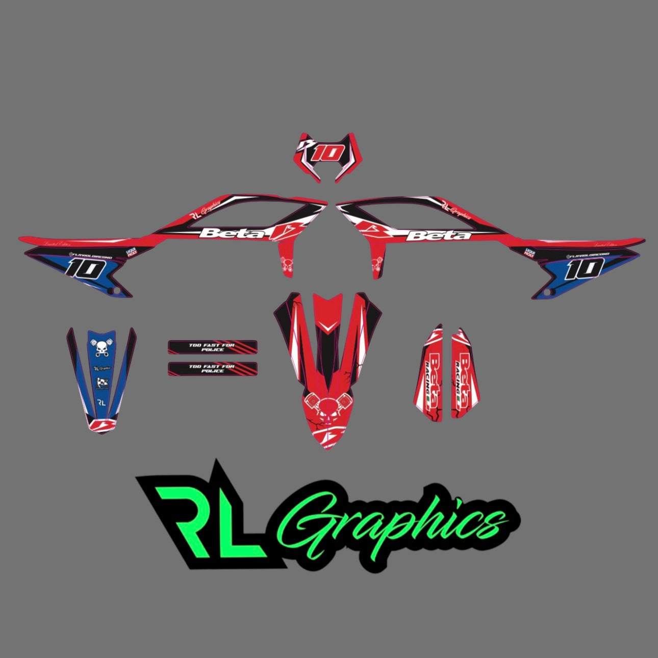 Grafica beta “red-blue vect” Milano Racing Components