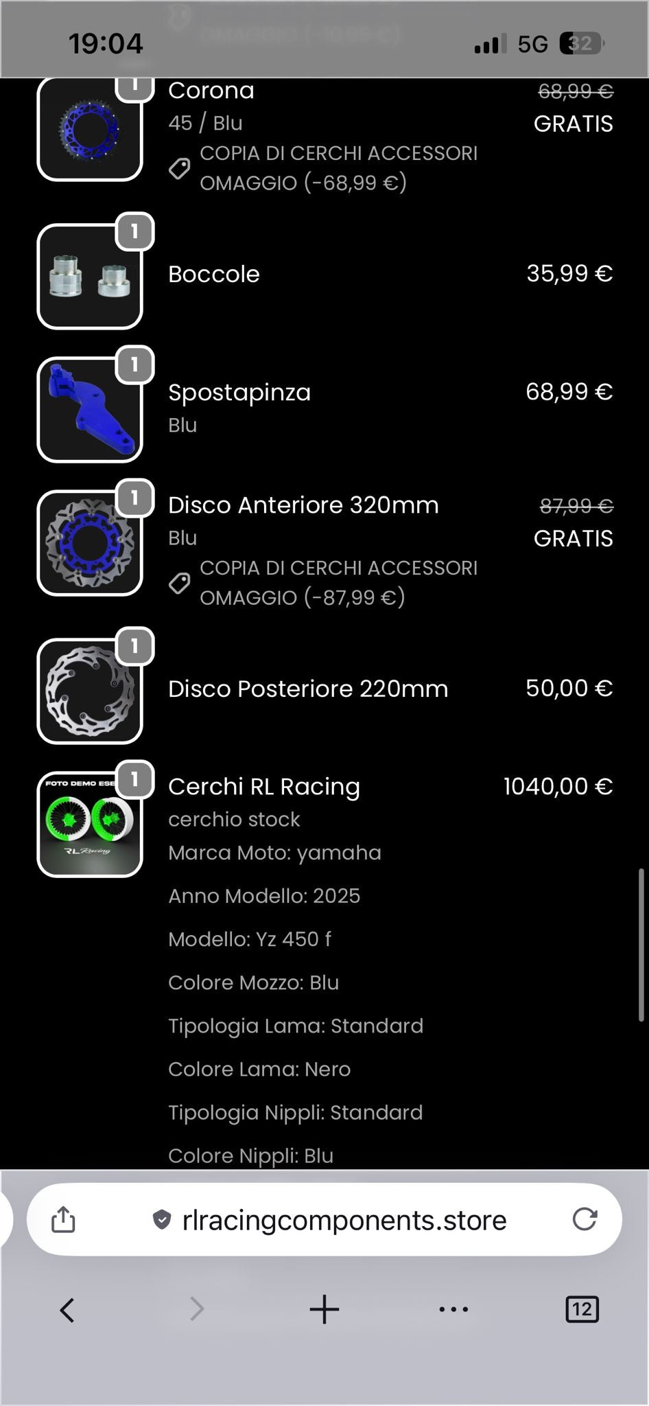 saldo pietro orlando cerchi 17’ yz